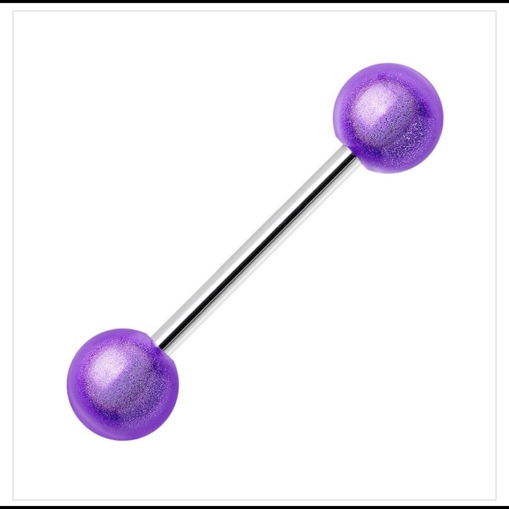 Purple Miracle Ball Barbell Tongue Ring 14G